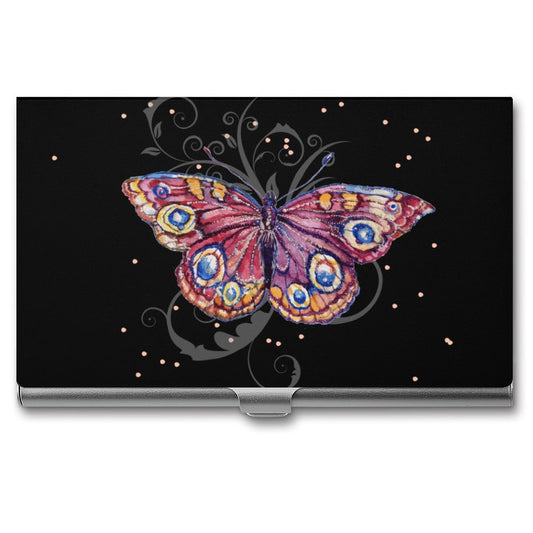 Lunamoth in Purple Business Card Holder, Cottagecore Case