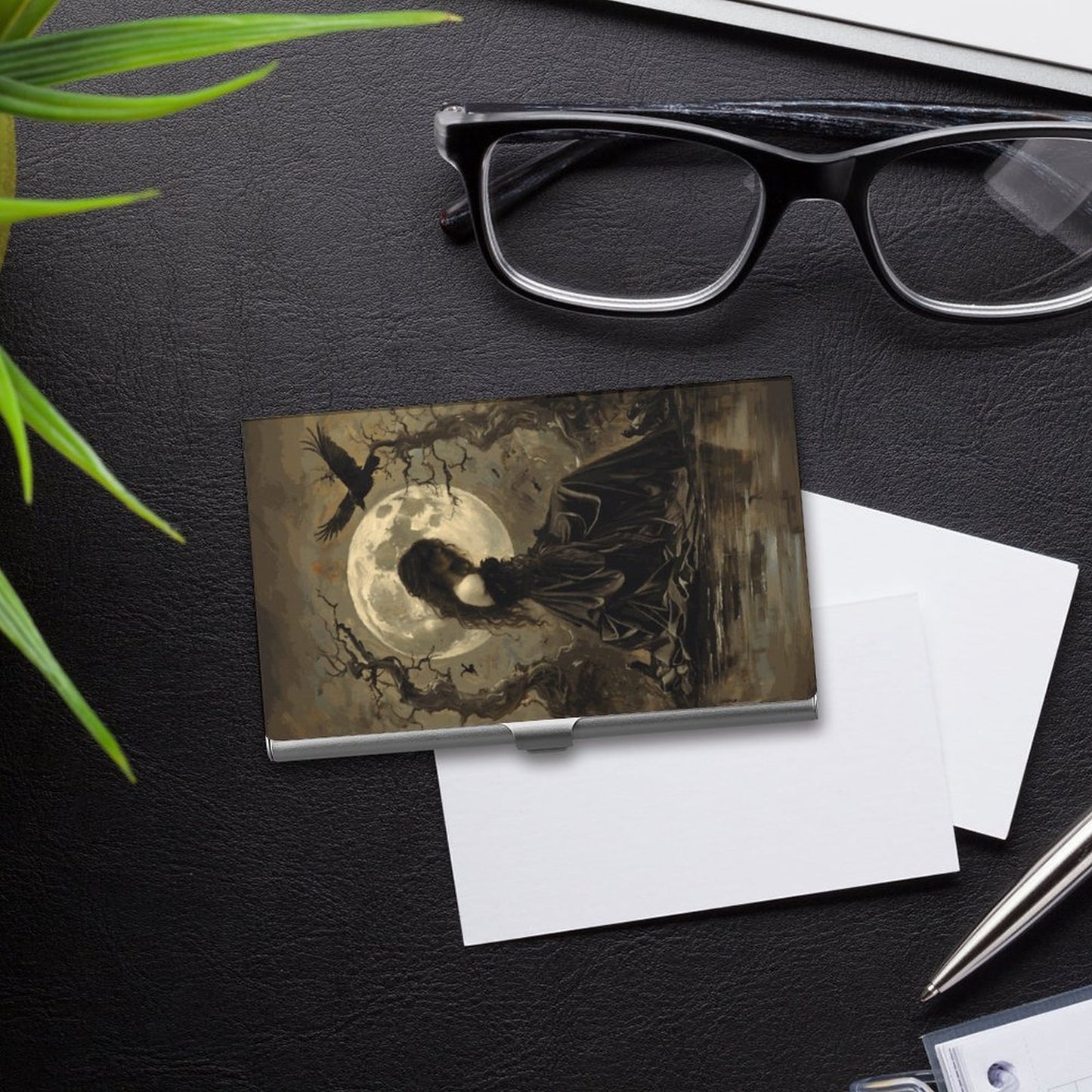 Morrigan Goddess Business Card Holder: Celtic Mythology Art