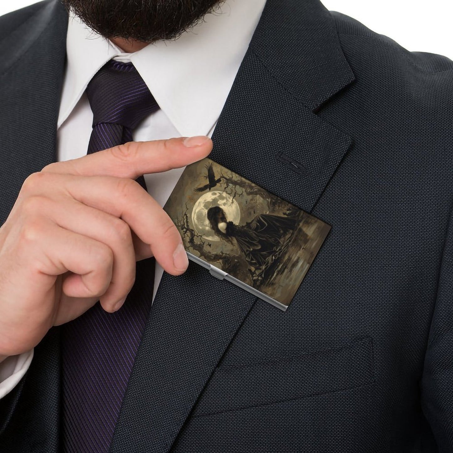 Morrigan Goddess Business Card Holder: Celtic Mythology Art