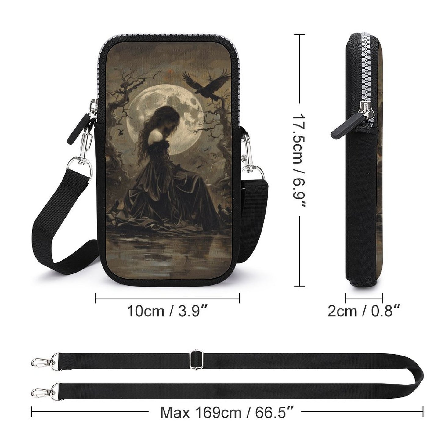 Morrigan Goddess Cell Phone Crossbody Bag: Mystical Irish Design