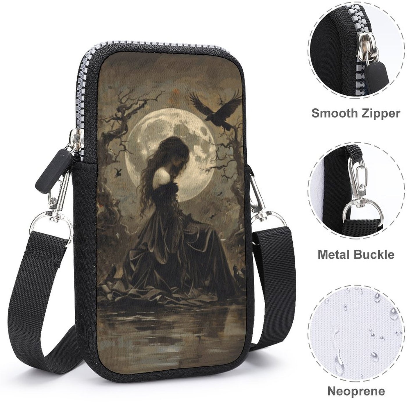 Morrigan Goddess Cell Phone Crossbody Bag: Mystical Irish Design