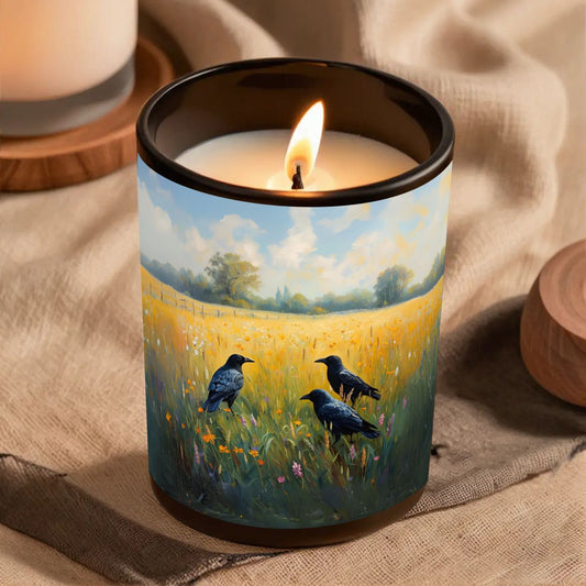 Murder of Crows Black Jar Scented Candle, Farmhouse Cottagecore