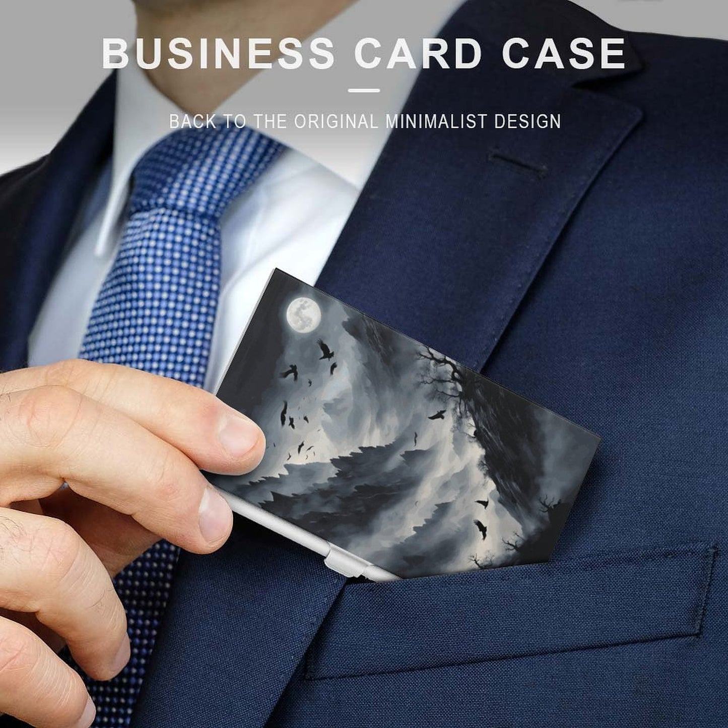 Murder of Crows Midnight Business Card Holder, Witchy Midnight Crow Case