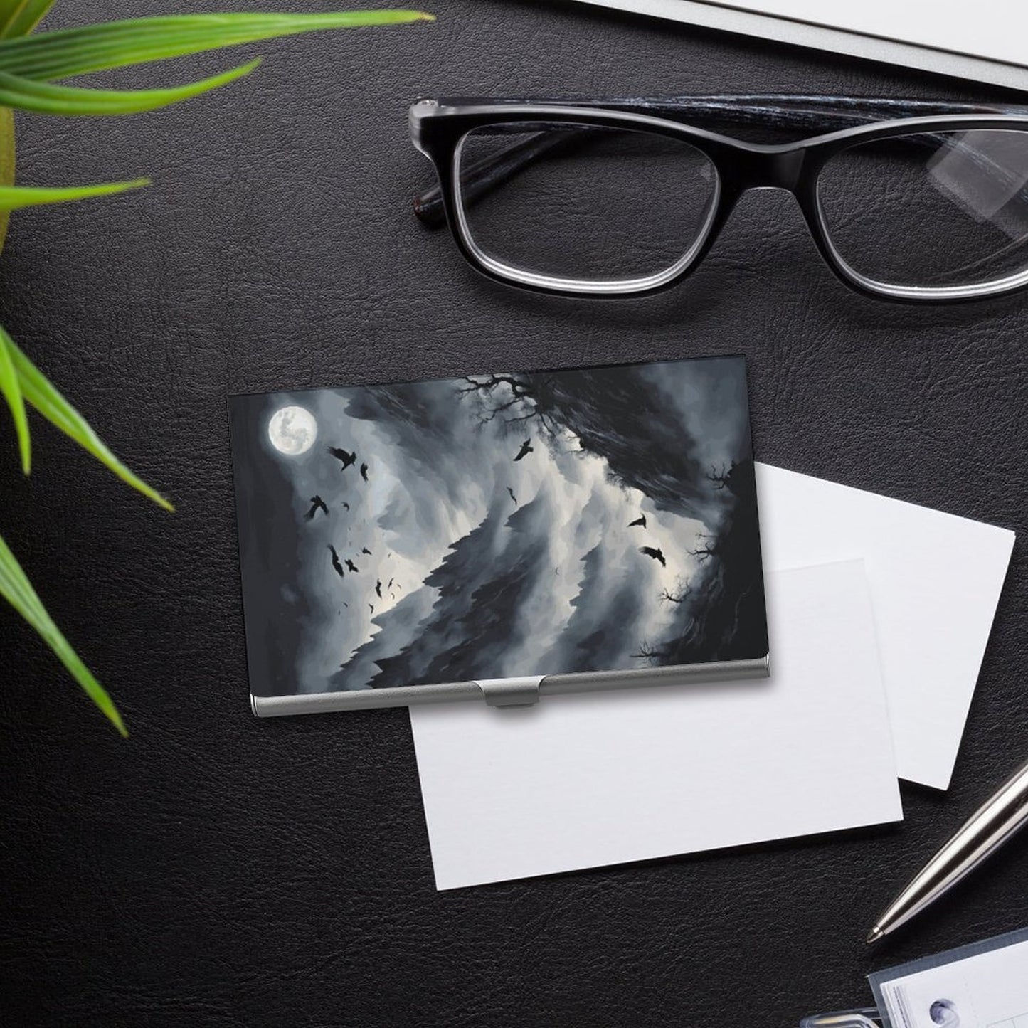 Murder of Crows Midnight Business Card Holder, Witchy Midnight Crow Case