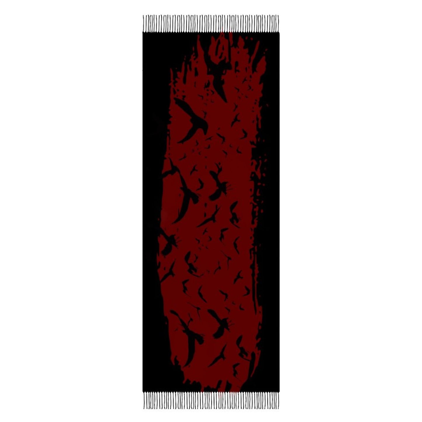 Murder of Crows Oxblood Tassel Scarf, Raven Wrap Gothic Clothing