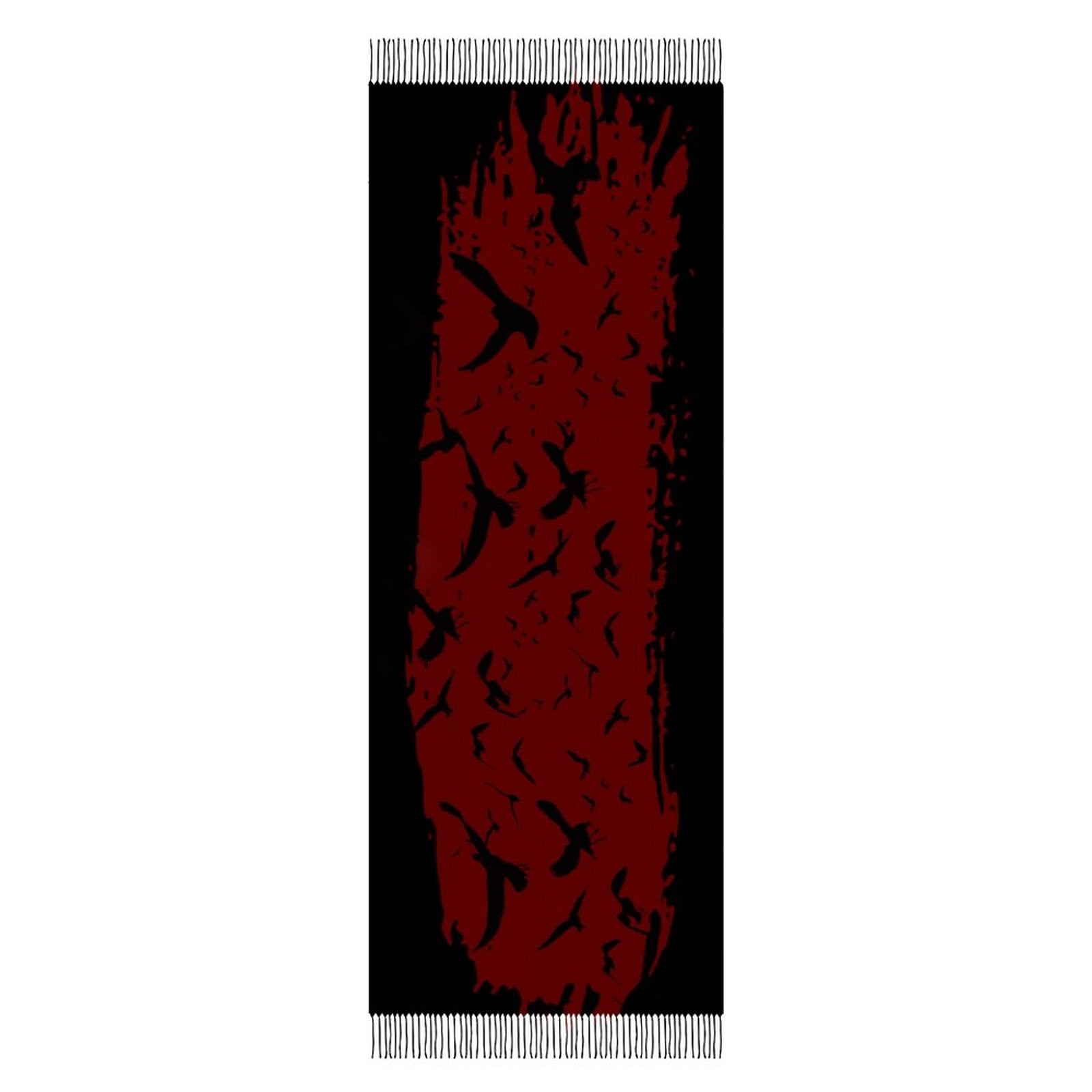 Murder of Crows Oxblood Tassel Scarf, Raven Wrap Gothic Clothing