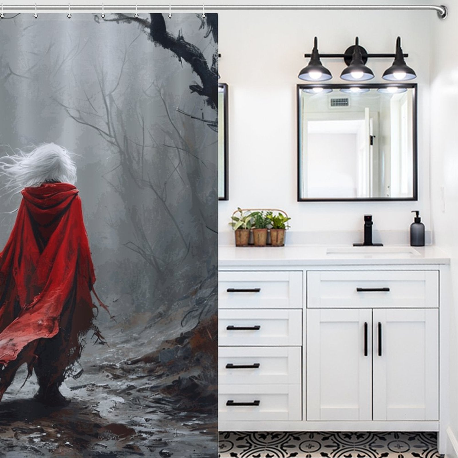 Mystical Dragon and Aelin Shower Curtain-Fantasy Elden Ring Shower Curtain
