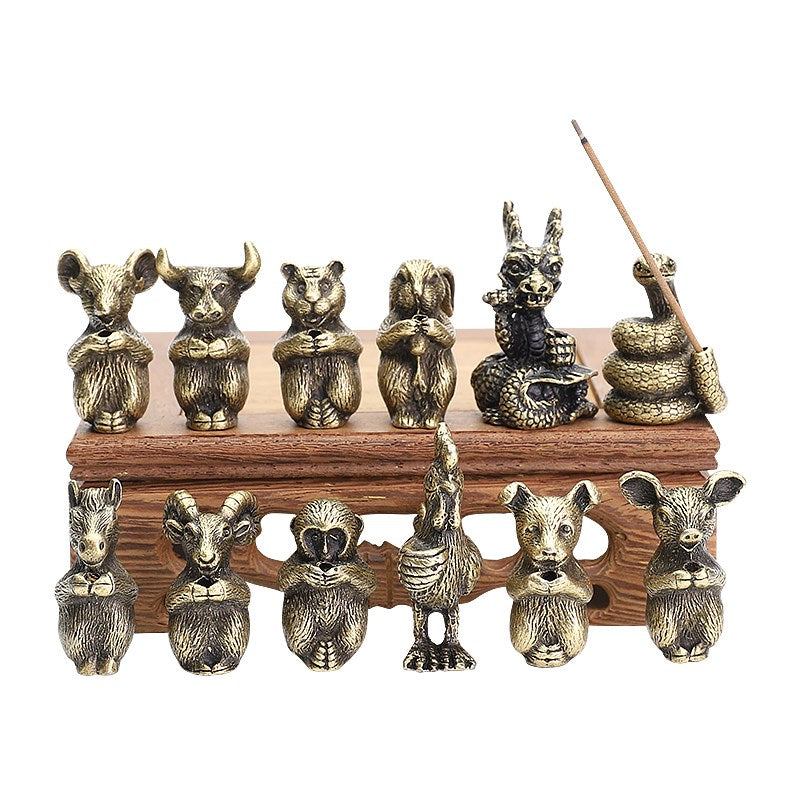 Cute Mini Metal Chinese Zodiac Incense Stick Holder, Mini Incense Burner Stick Holder