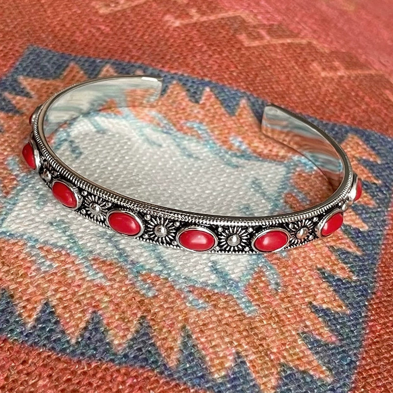 Boho Inlaid Jewel Bangle, Indian Vintage Bracelet, Bohemian Jewelry - The Witchy Gypsy