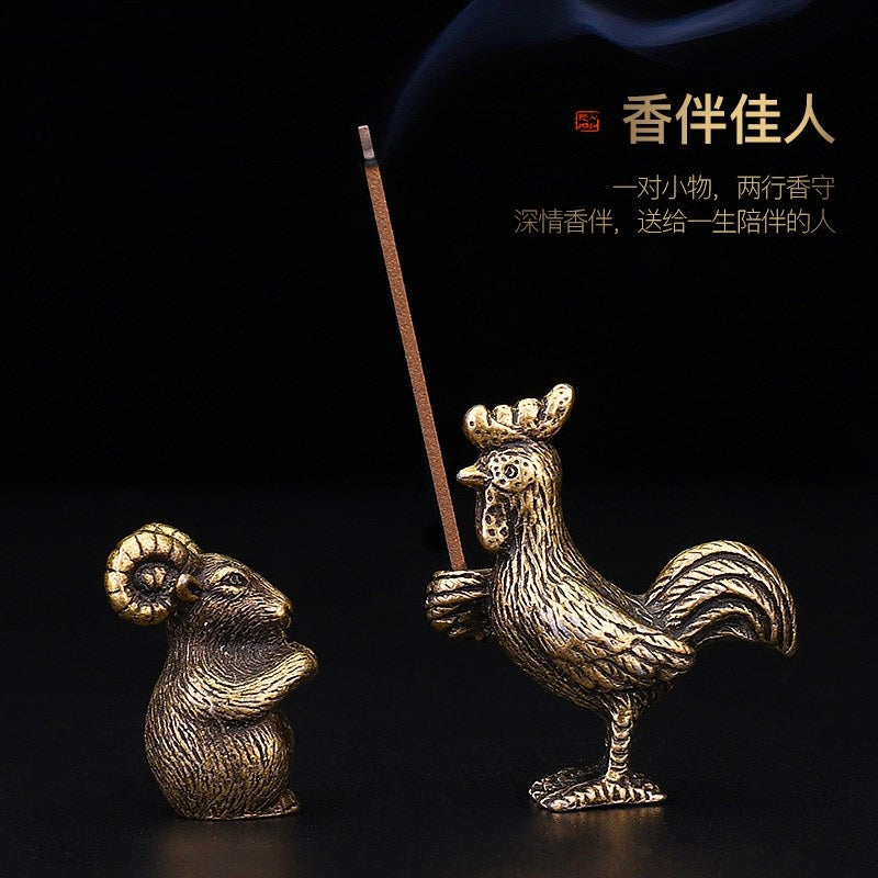 Cute Mini Metal Chinese Zodiac Incense Stick Holder, Mini Incense Burner Stick Holder