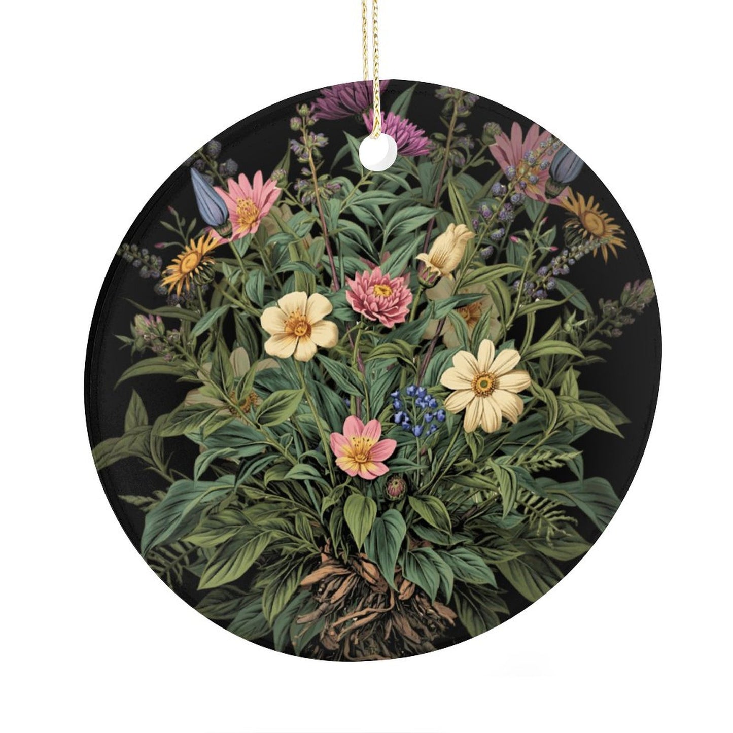 Decorative ornament with floral design on a black background