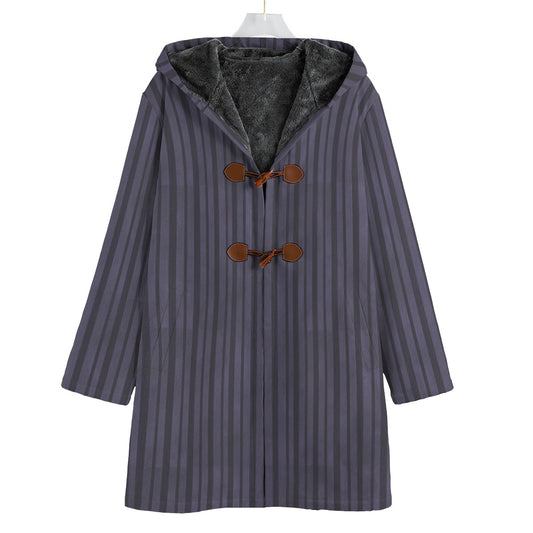 Striped coat with brown buttons on a white background