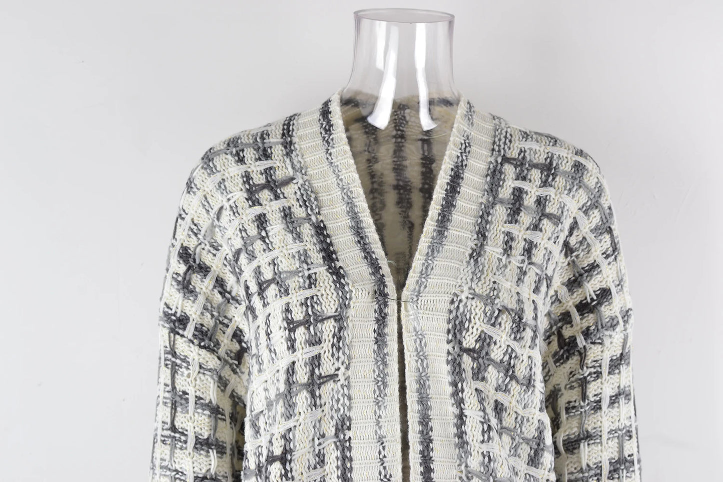 Casual Knitted Cardigan Sweater, Boho Fringe Long Sleeve Jumper