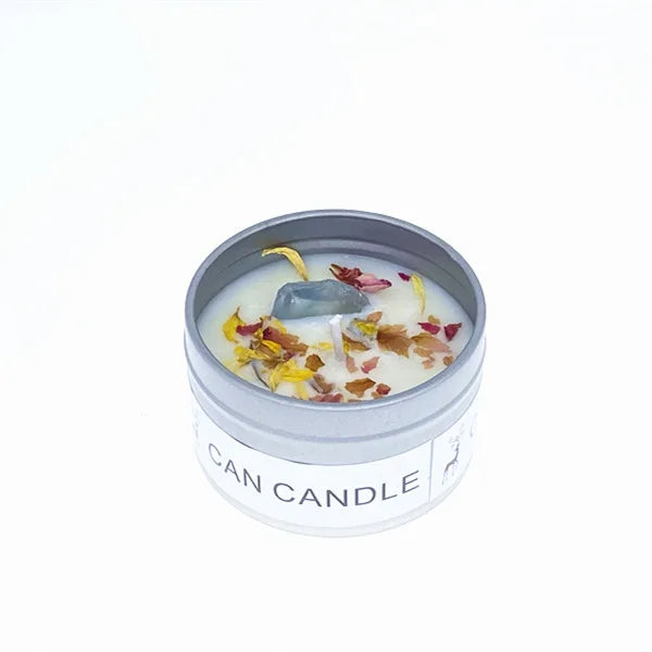 Crystal Stone Dried Flower Fragrance Tin Candle - The Witchy Gypsy