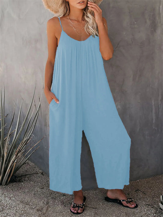 Casual Pocket Jumpsuit, Boho Suspender jumpsuit, Summer Garden outfit- The Witchy Gypsy