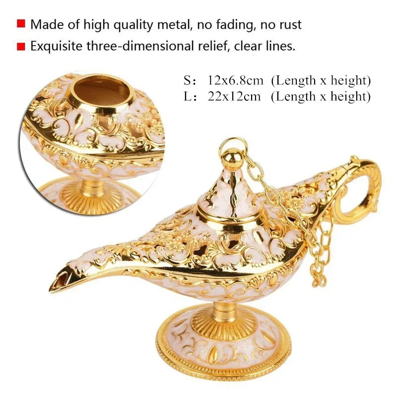 Bohemian Vintage Legend Aladdin Lamp Incense Burner, Antique Fairy table lamp