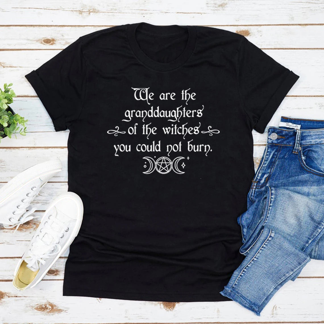 We Are The Granddaughters of The Witches You Could Not Burn Salem Witch T Shirt Witchy Clothing Women Feminist Tee Mystical Top