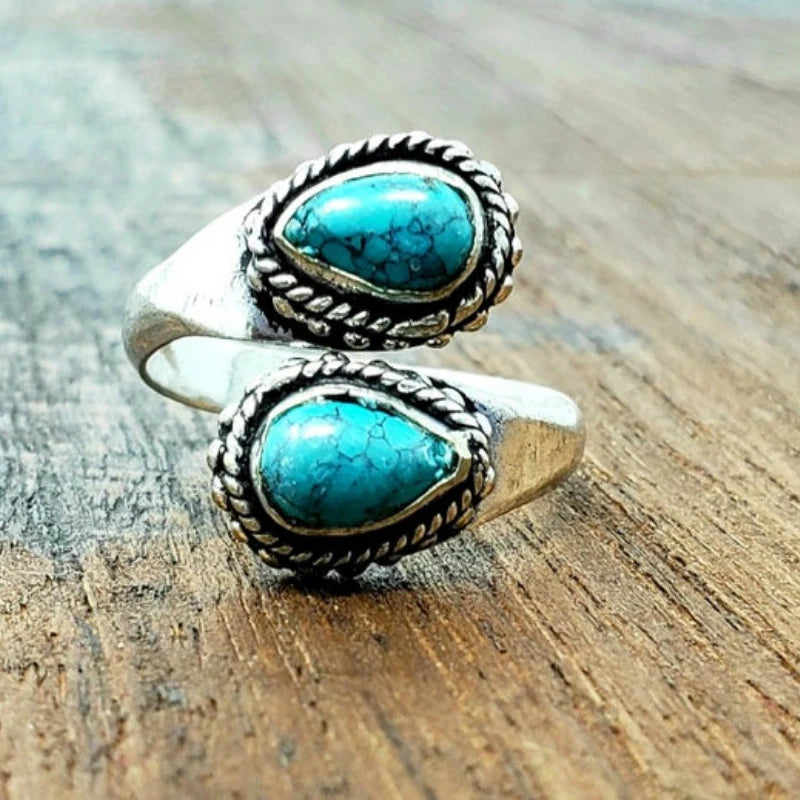 Vintage Inlaid Natural Stone Ring, Boho Jewelry, Bohemian Fashion Ring -The Witchy Gypsy