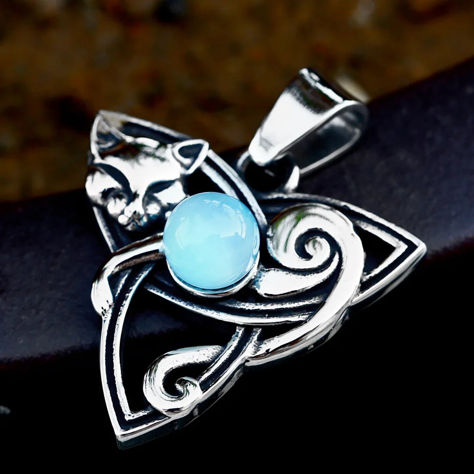 Celtic Knot Moonstone Fox Pendant, Celtic Jewelry, Boho Necklace - The Witchy Gypsy