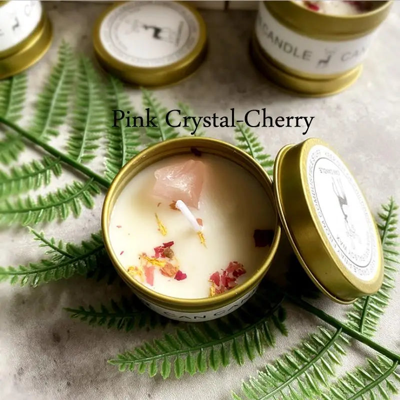 Crystal Stone Dried Flower Fragrance Tin Candle - The Witchy Gypsy