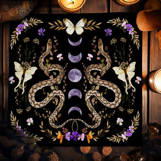Snake Divination Tarot Card Cloth, Table Cloth Altar Cloth Flowers and Plants