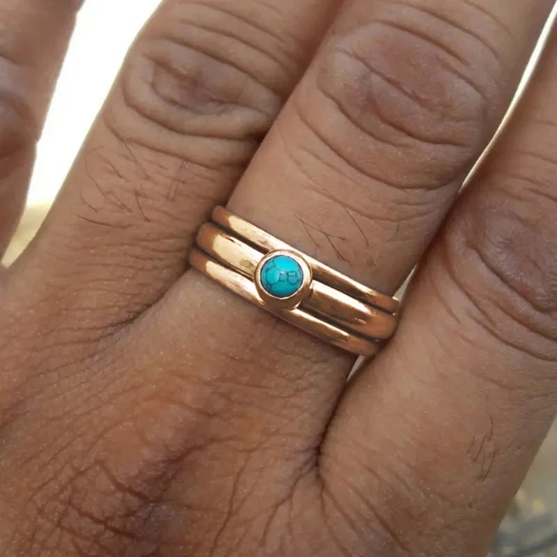 Bohemian Style Turquoise Ring, Ethnic Aesthetic Finger Ring, Boho Jewelry