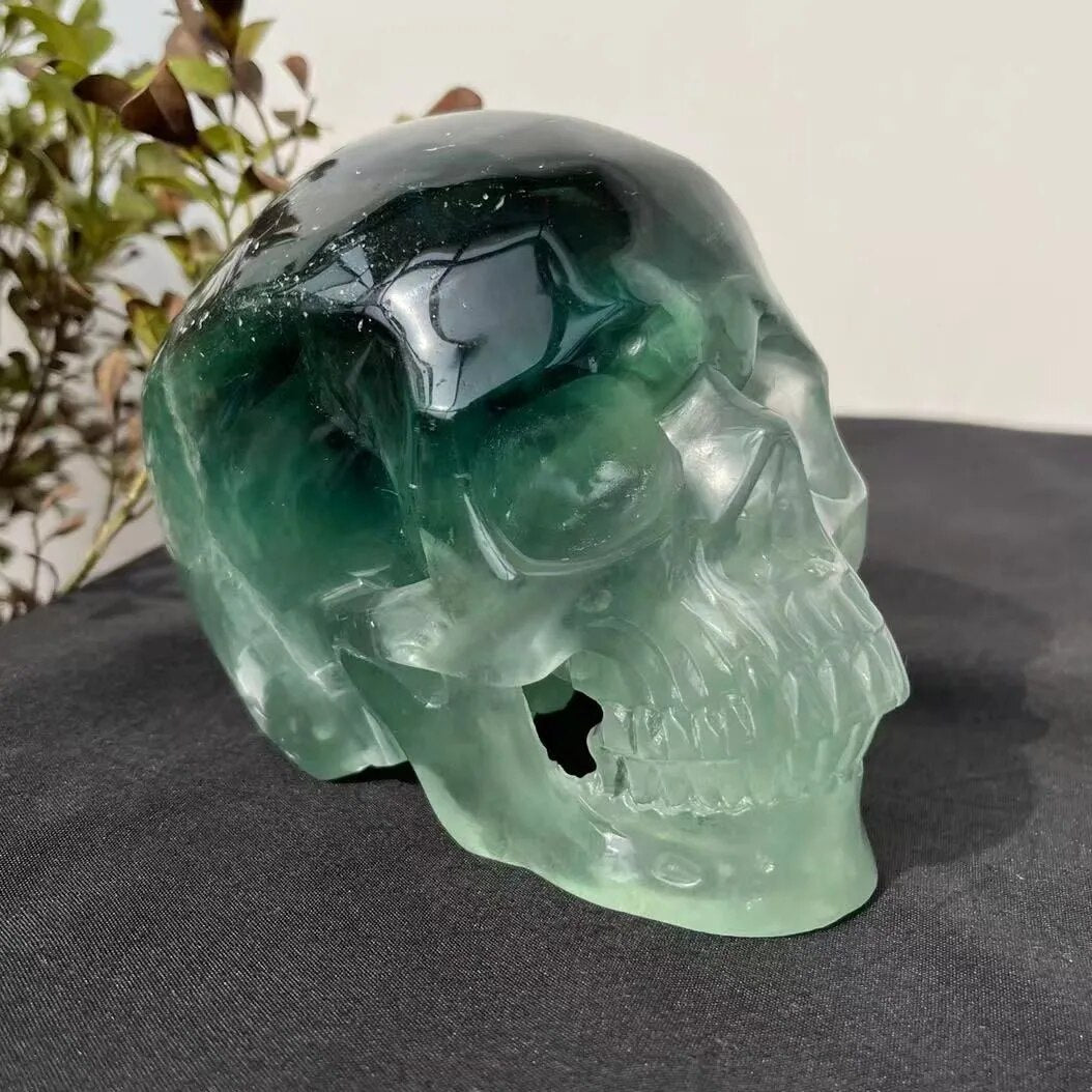 Natural Fluorite Quartz Crystal Hand Carved Skull - The Witchy Gypsy
