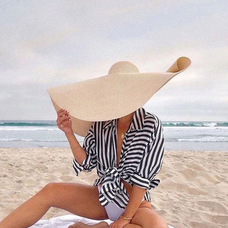 Large Wide Brim Sun Hats, Oversized Travel Straw Hat