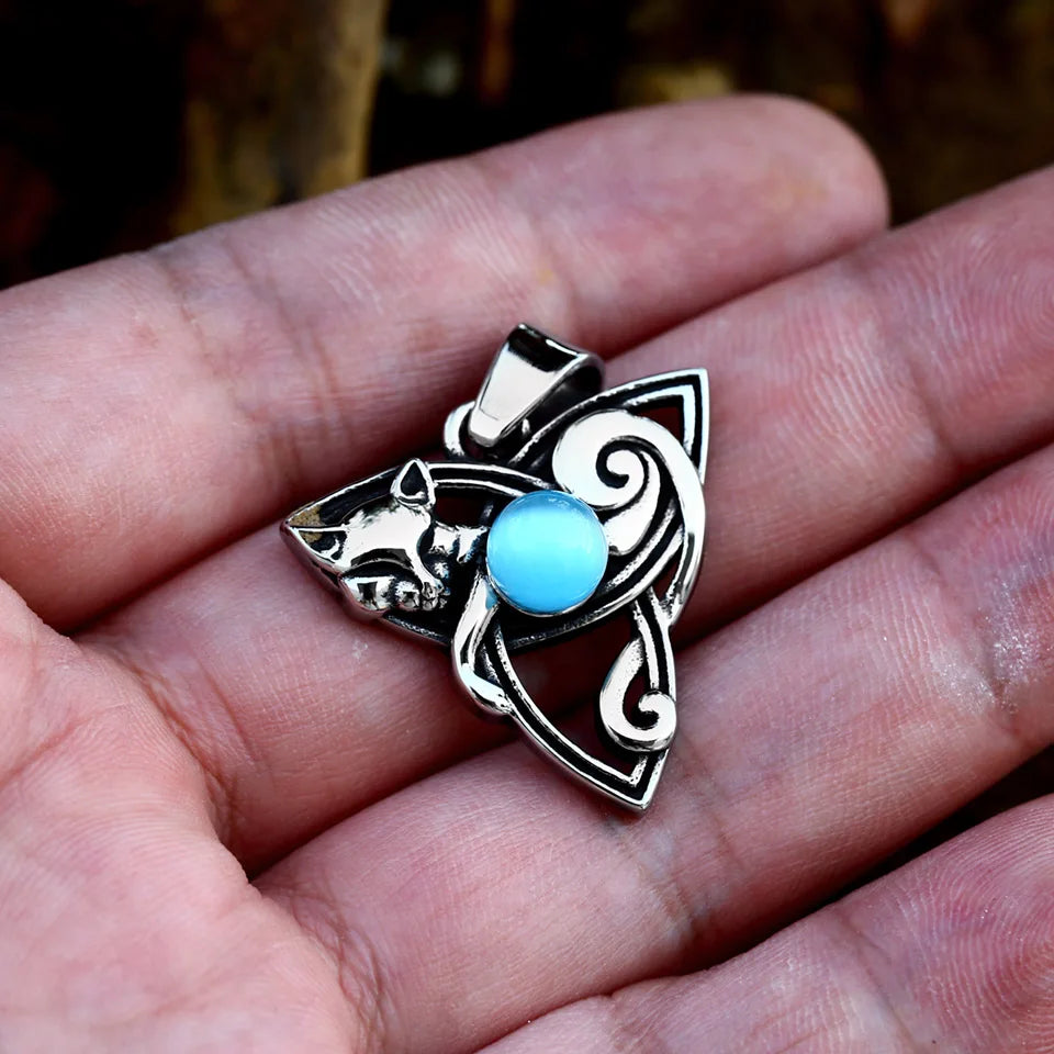 Celtic Knot Moonstone Fox Pendant, Celtic Jewelry, Boho Necklace - The Witchy Gypsy