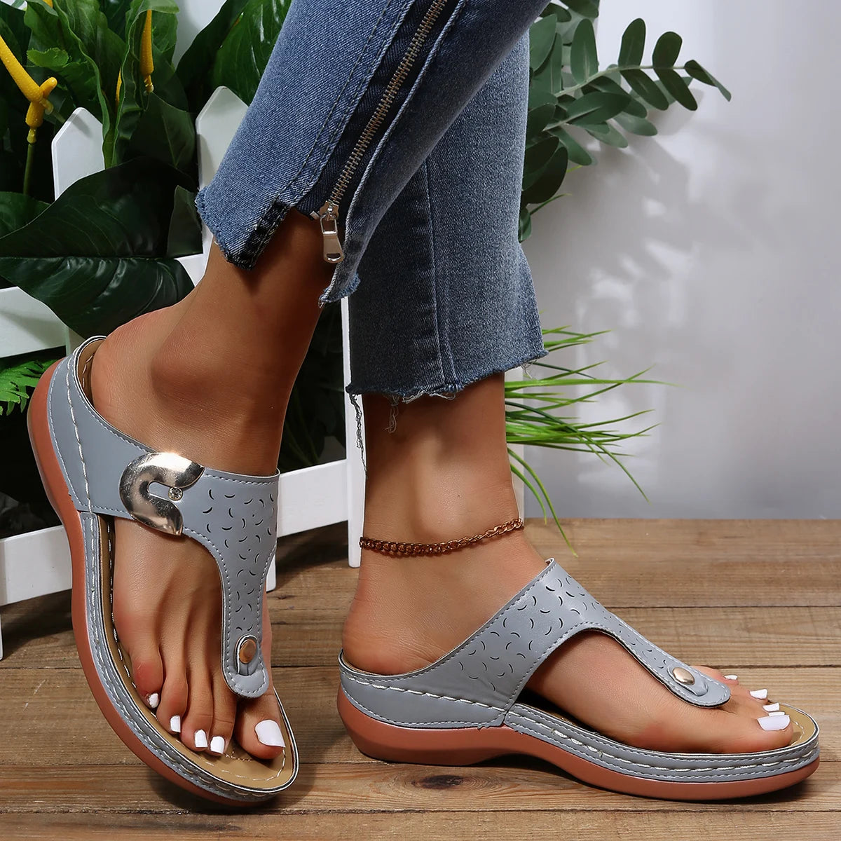 Summer Wedge Sandals,Vintage Anti-slip Leather Casual Shoes - The Witchy Gypsy