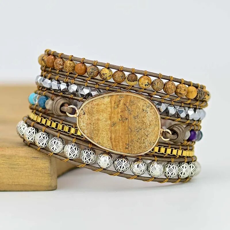 Natural Stone Leather Wrap Bracelets, Bohemian Bracelet - The Witchy Gypsy
