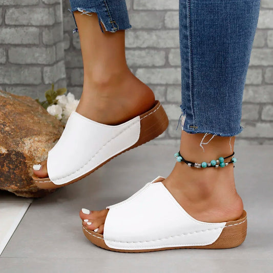 New Open Toe Women's Wedge Sandals, White Summer Fashion Sandals - The Witchy Gypsy