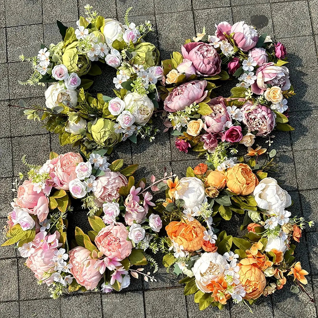 Lovely Peony Wreath Garland, Handmade Home Decor Wedding Wreath