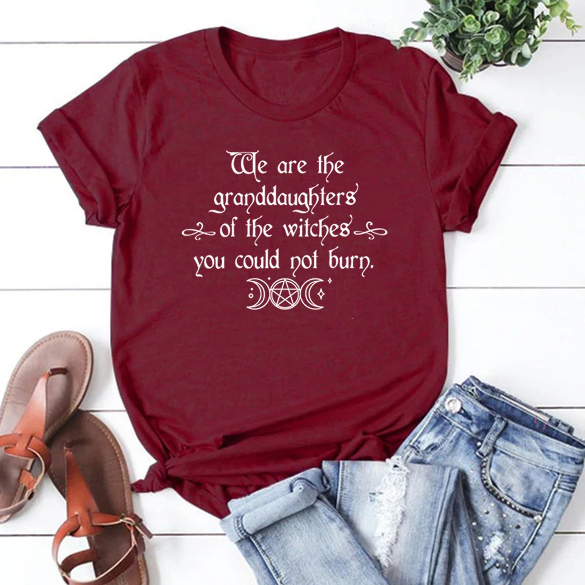 We Are The Granddaughters of The Witches You Could Not Burn Salem Witch T Shirt Witchy Clothing Women Feminist Tee Mystical Top