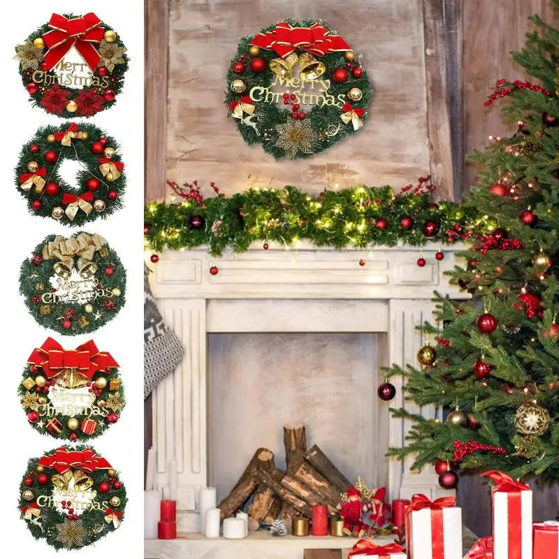 11.5 inch Christmas Wreath With Berry Clusters, Winter Red Berry Garland With Pinecones Door Decor