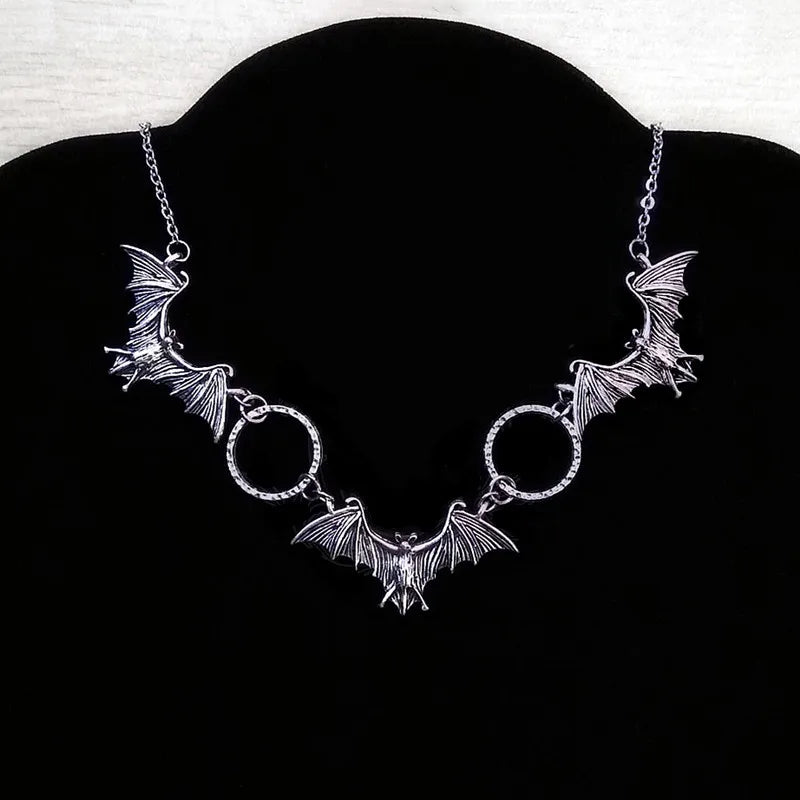 Bat Wings Victorian Necklace, Gothic Witch Forest Choker