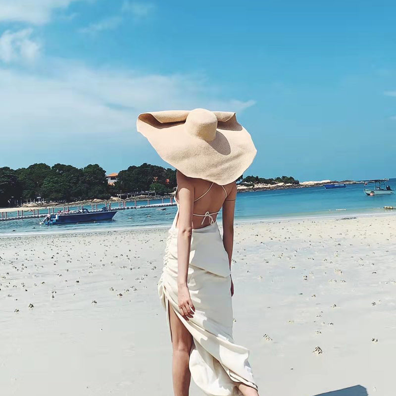 Large Wide Brim Sun Hats, Oversized Travel Straw Hat