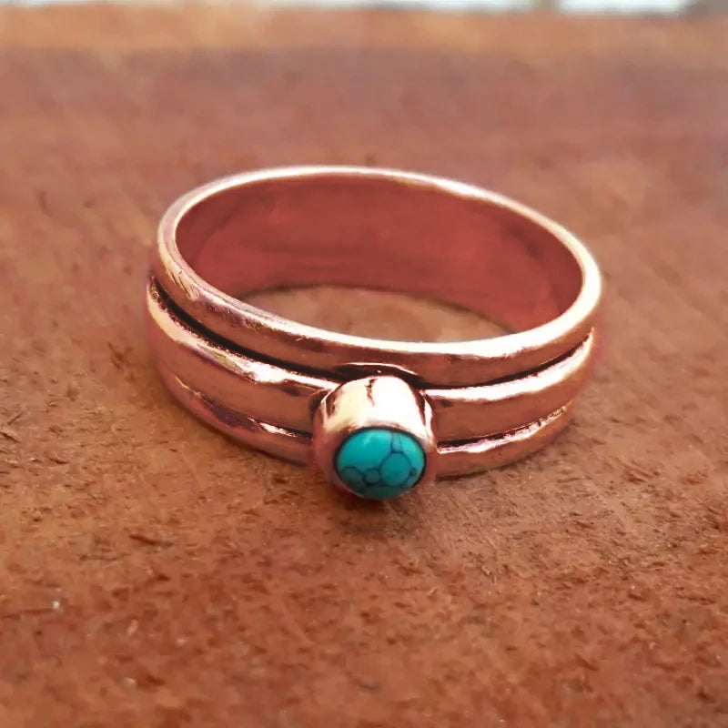 Bohemian Style Turquoise Ring, Ethnic Aesthetic Finger Ring, Boho Jewelry