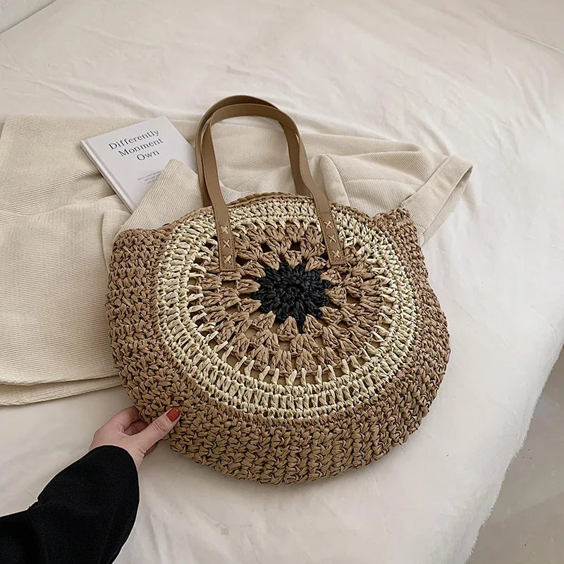 Round Women's Straw Bag, Straw Shoulder bag, Boho Purse - The Witchy Gypsy