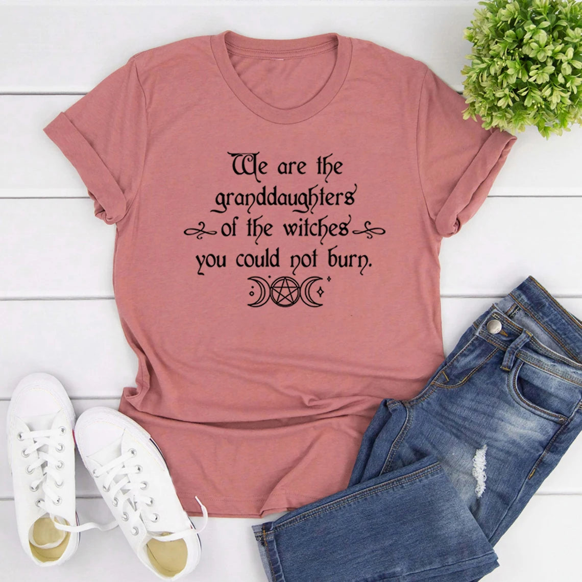 We Are The Granddaughters of The Witches You Could Not Burn Salem Witch T Shirt Witchy Clothing Women Feminist Tee Mystical Top