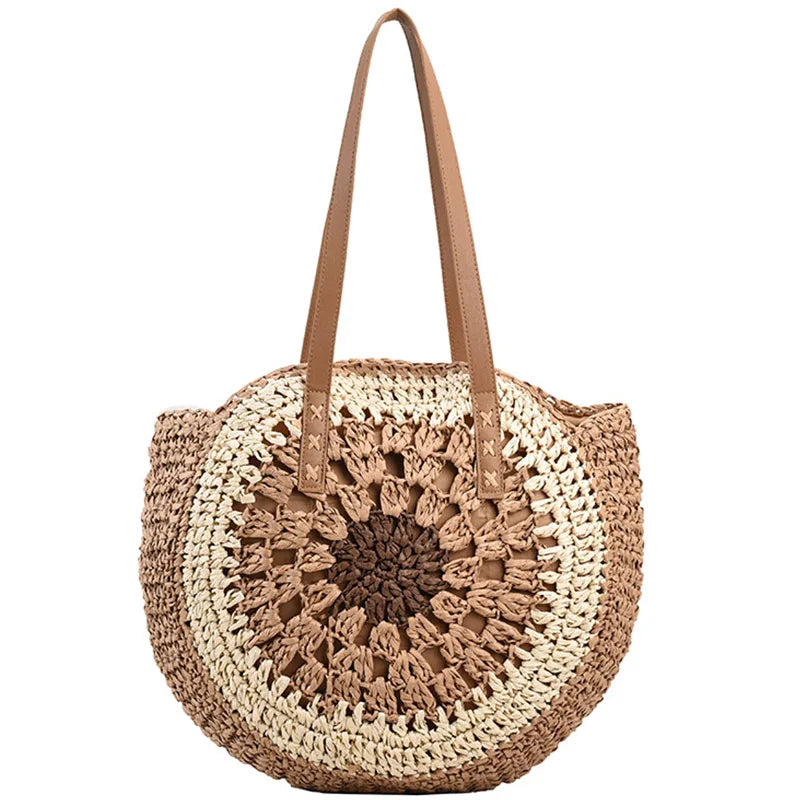 Round Women's Straw Bag, Straw Shoulder bag, Boho Purse - The Witchy Gypsy