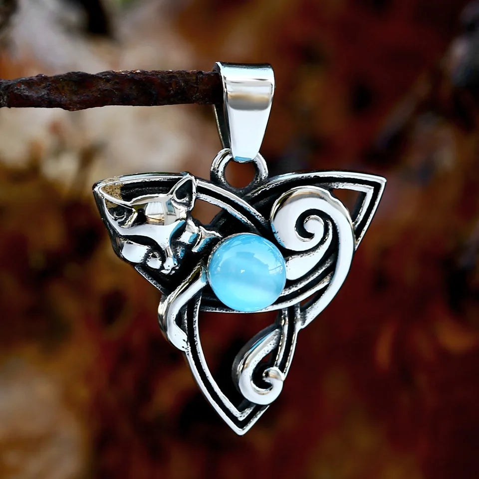 Celtic Knot Moonstone Fox Pendant, Celtic Jewelry, Boho Necklace - The Witchy Gypsy