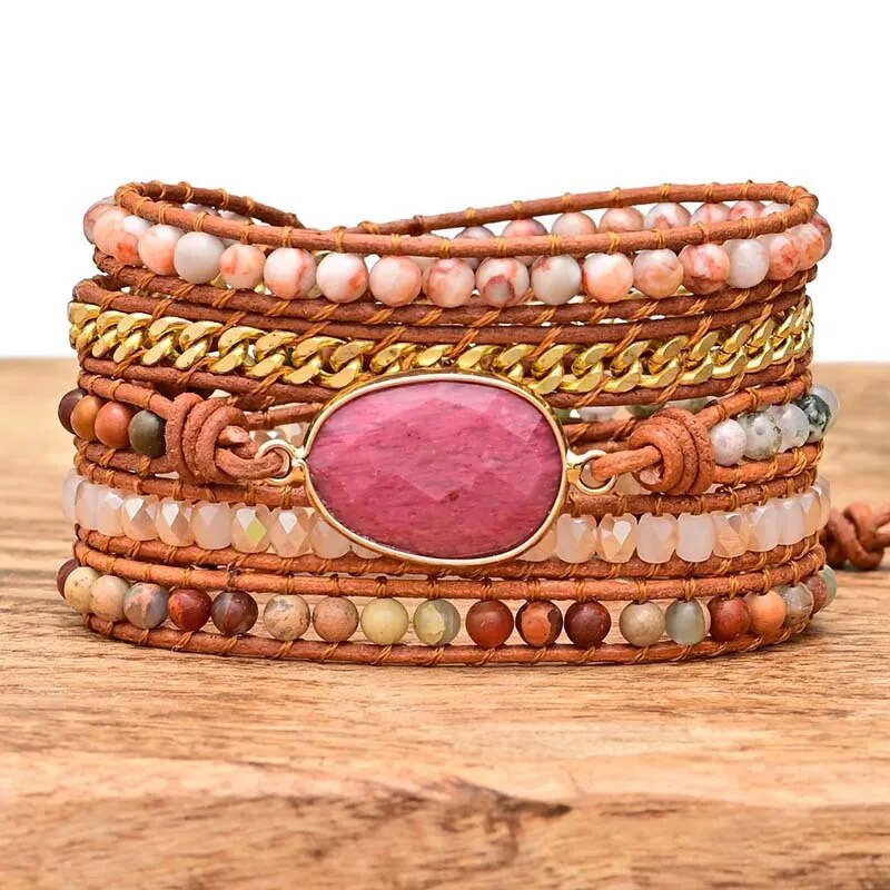 Natural Stone Leather Wrap Bracelets, Bohemian Bracelet- The Witchy Gypsy