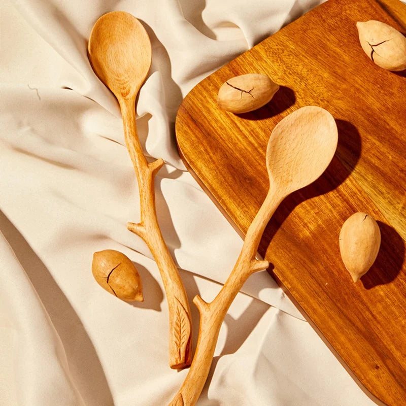 Charming Boho Branch Spoon, Natural Wood Mixing Spoon