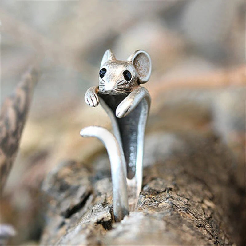 Cute Little Silver Mouse Ring, Antique Silver Finger Mouse Ring, Witchy Jewelry - The Witchy Gypsy