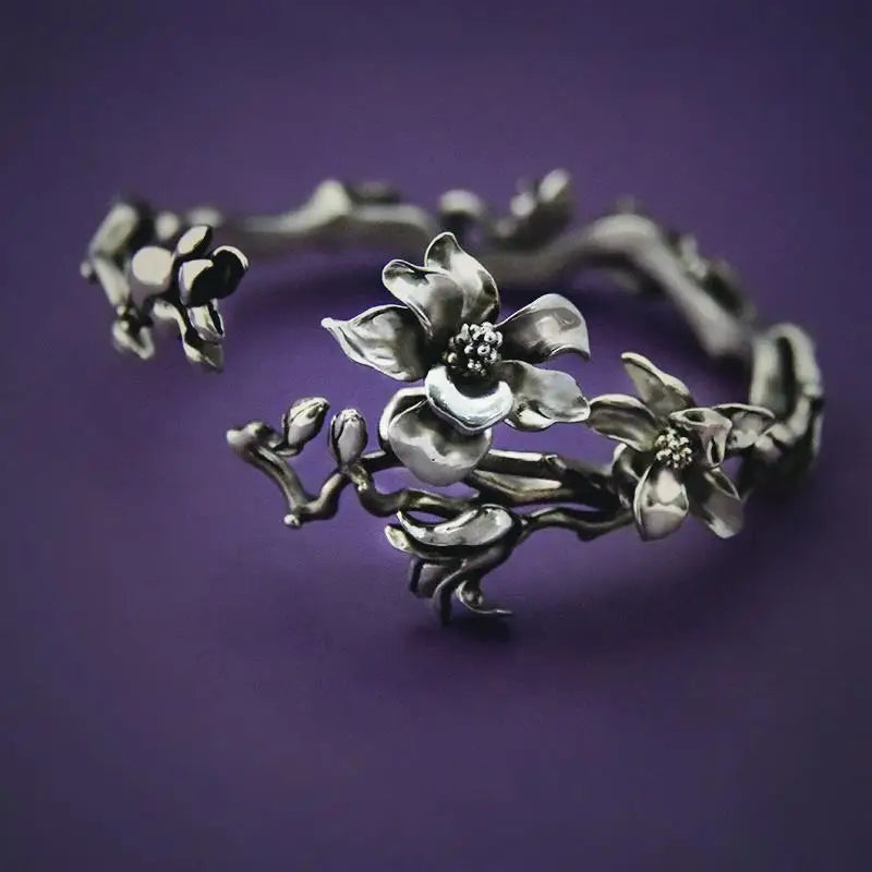 Handmade magnolia ladies bracelet, exquisite and beautiful fashion silver jewelry- The Witchy Gypsy