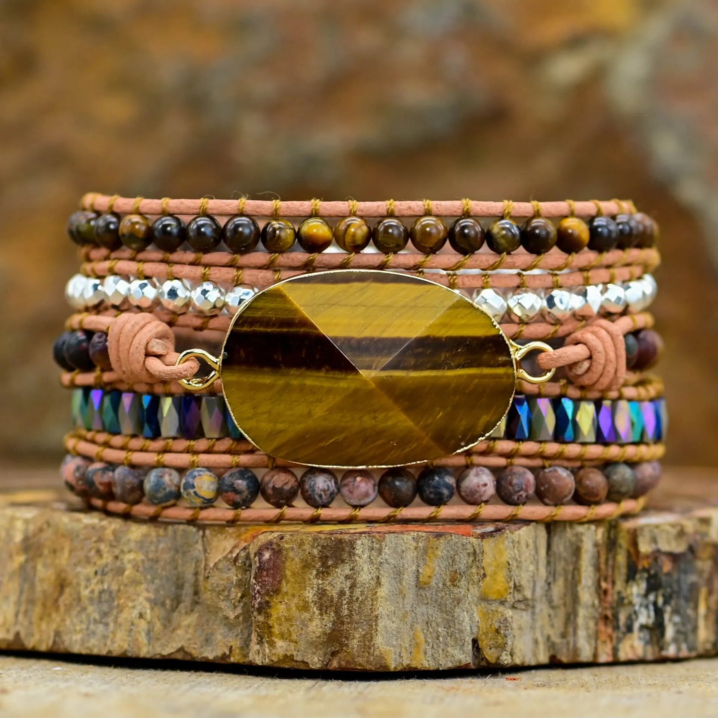 Natural Stone Leather Wrap Bracelets, Bohemian Bracelet - The Witchy Gypsy