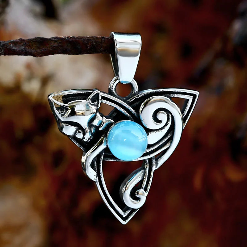 Celtic Knot Moonstone Fox Pendant, Celtic Jewelry, Boho Necklace - The Witchy Gypsy