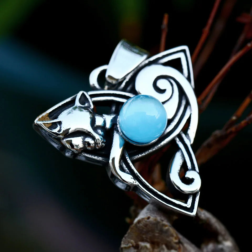 Celtic Knot Moonstone Fox Pendant, Celtic Jewelry, Boho Necklace - The Witchy Gypsy