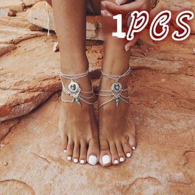 Vintage Silver Color Ankle Bracelet Foot Jewelry Barefoot Sandals Anklet for Women - The Witchy Gypsy